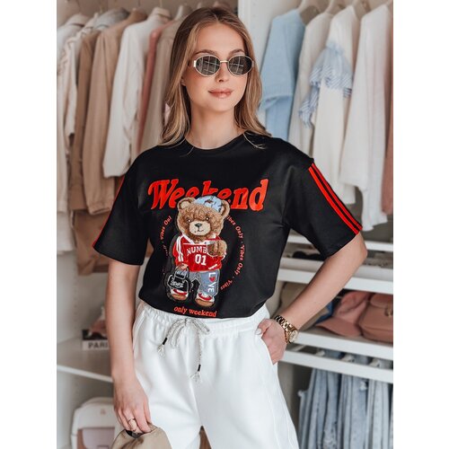 DStreet T-shirt damski oversize z misiem FUNTED czarny Cene