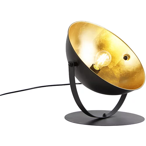 QAZQA Industrijska namizna svetilka črna z zlato nastavljivo 39,2 cm - Magnax
