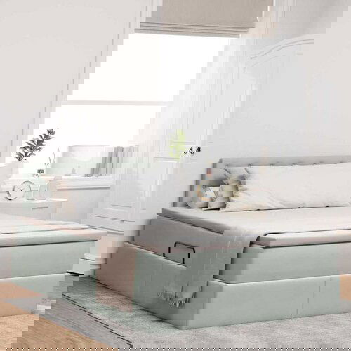 VidaXL Krevet S LED lampica Svijetlo siva 120 x 200 cm Bar&amp;scaron;un Slike