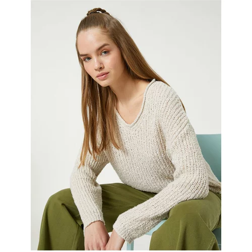 Koton V-Neck Knitwear Sweater Knit Long Sleeve Ribbed