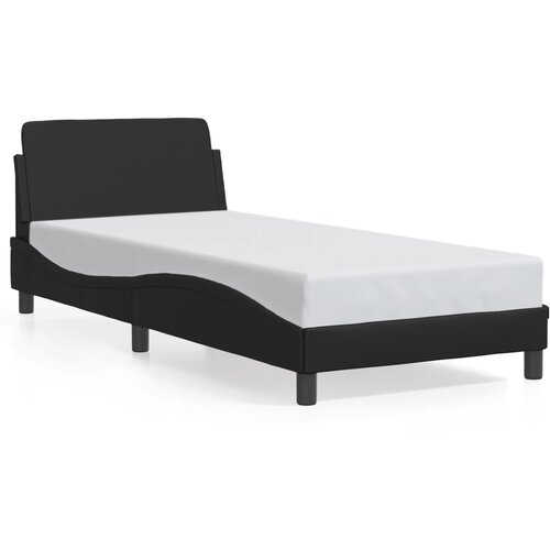 Maison Chic Posteljni okvir - Enojna postelja - Postelja za odrasle z vzglavjem črn 90x200 cm blago-J9453, (21768043) Slike