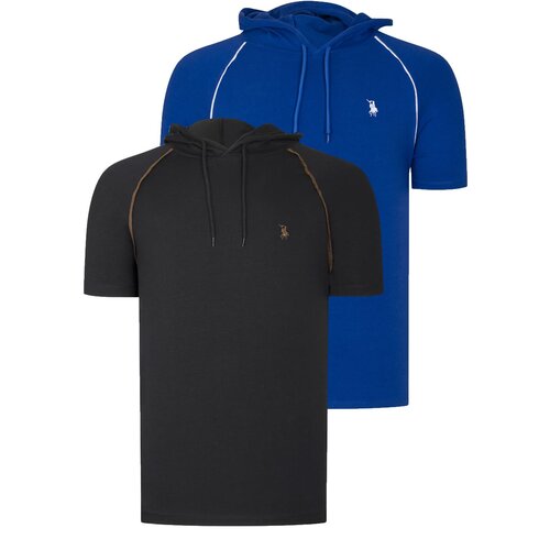 Dewberry DUAL SET T8570 HOODED MEN&amp;#039;S T-SHIRT-BLACK-SAKS Slike