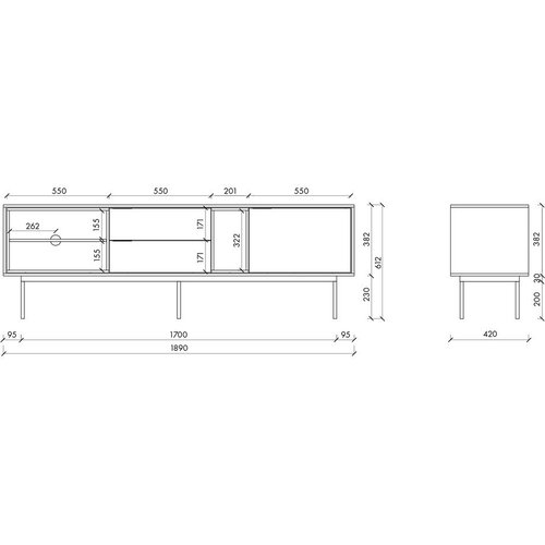 Noo.ma Sivo-bež TV omarica 189x61x42 cm Mod &amp;ndash; Slike