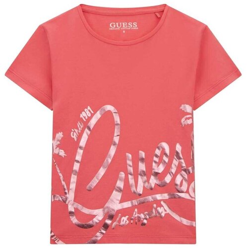 Guess Majice s kratkimi rokavi MIDI T SHIRT Rožnata Slike