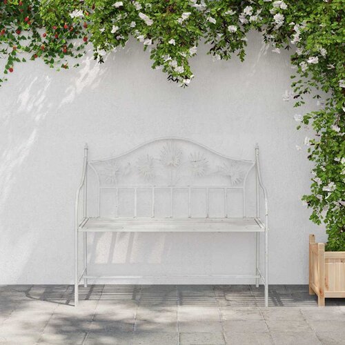  Vrtna klupa Antič White 104 x 52,5 x 89 cm Čelik Slike