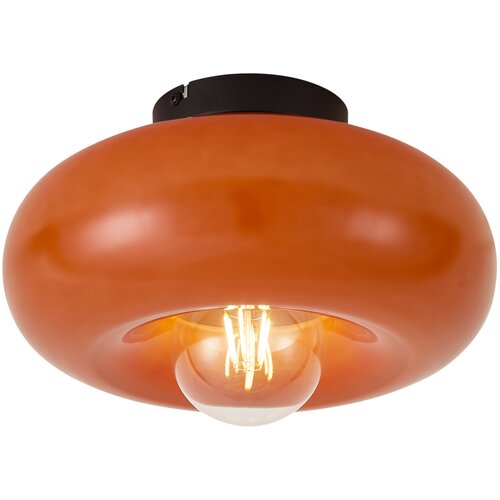 QAZQA Retro črna stropna svetilka z oranžnim steklom 30 cm - Glaze Slike
