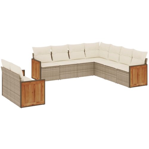  9-dijelni set vrtnih sofa s jastucima bež od poliratana Slike