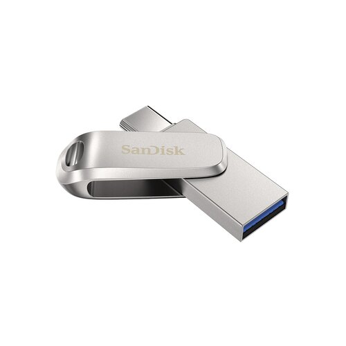 Sandisk USB C &amp;amp; USB DISK 64GB Ultra Dual LUXE, 3.1, srebrn, Type-A in C, kovinski, branje do 150MB/s (SDDDC4-064G-G46) Slike