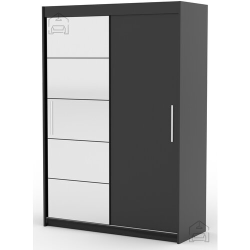 ADRK Furniture Garderobna omara z drsnimi vrati Esti - 150 cm - črna Cene