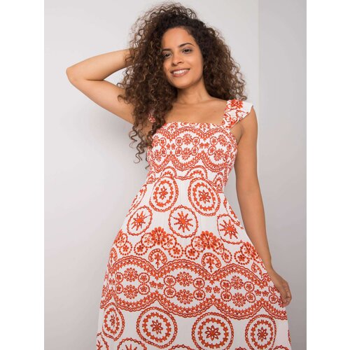 Fashion Hunters Long, white and orange patterned dress Cene