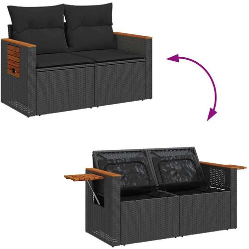VidaXL 7-dijelni set vrtnih sofa od poliratana s jastucima crni bagrem Slike