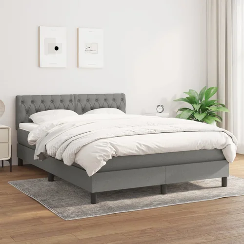 The Living Store Box spring posteljni z vzmetnico temno siv 140x190 cm blago - Box Spring Postelja, (21519576)