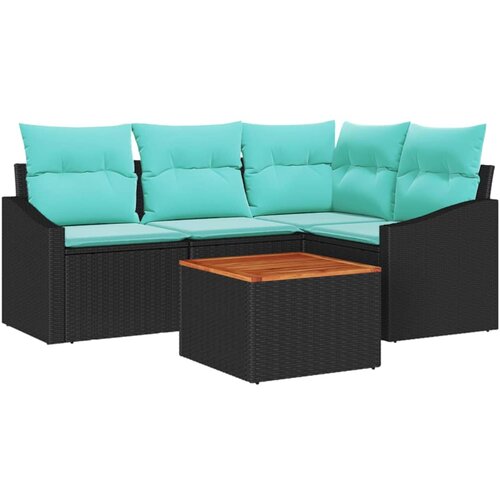 vidaXL Vrtna sedežna garnitura z blazino 5 pcs Črna poli ratan, (5000143125) Cene