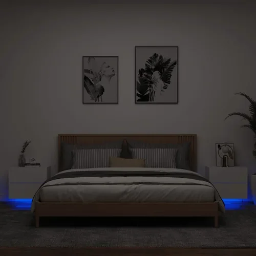  Zidni noćni ormarići s LED svjetlima 2 kom bijeli