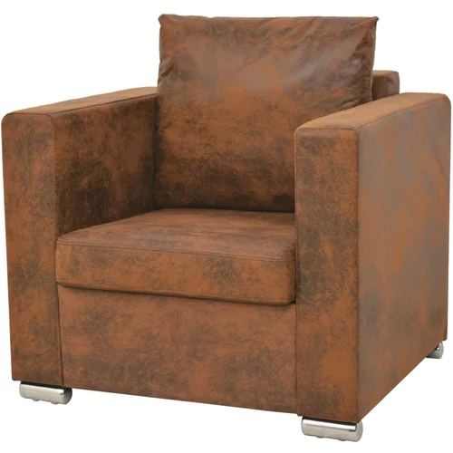  fotelja od umjetne brušene kože smeđa
