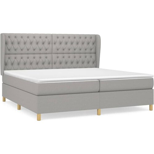 Maison Chic Box spring postelja - Vzmetna postelja z vzmetnico svetlo siva 200x200 cm blago SL1174, (21910173) Cene