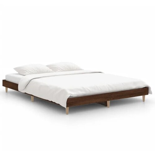 VidaXL Posteljni okvir rjav hrast 140x190 cm inženirski les, (20737901) Slike
