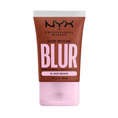 NYX Professional Makeup Bare With Me Blur Tint Foundation mat puder s srednjo prekrivnostjo 30 ml Odtenek 20 deep bronze