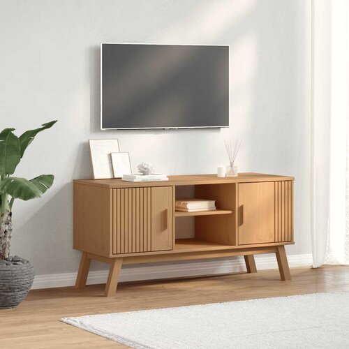TV ormarić OLDEN smeđi 114 x 43 x 57 cm od masivne borovine Cijene
