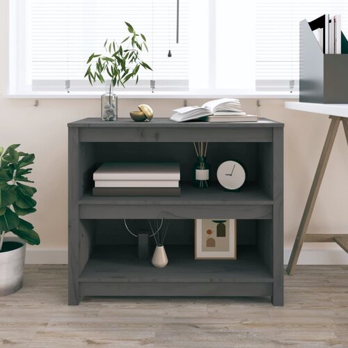 VidaXL Knjižna omara siva 80x35x68 cm trdna borovina Slike