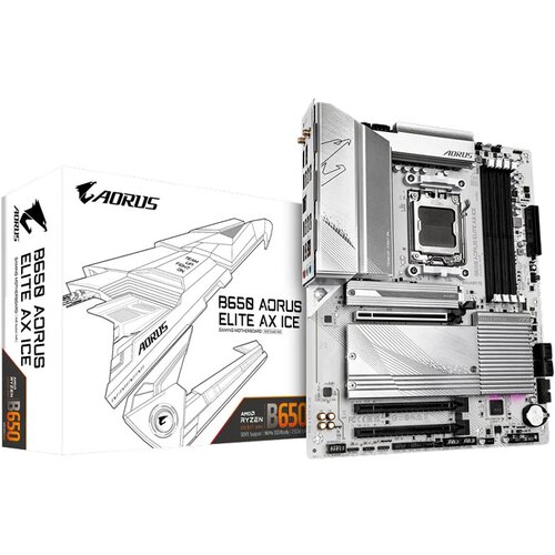 Gigabyte B650 AORUS ELITE AX ICE, DDR5, SATA3, USB3.2Gen2x2, DP, 2.5GbE, WiFi 6E, AM5 ATX Slike
