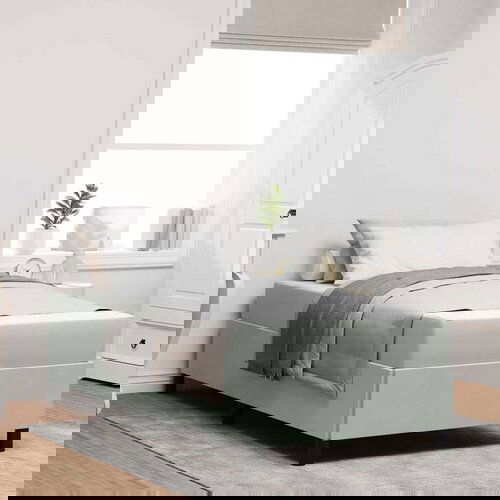 VidaXL Krevetna konstrukcija Bijela i svijetlosiva 90 x 200 cm Bar&amp;scaron;un Slike