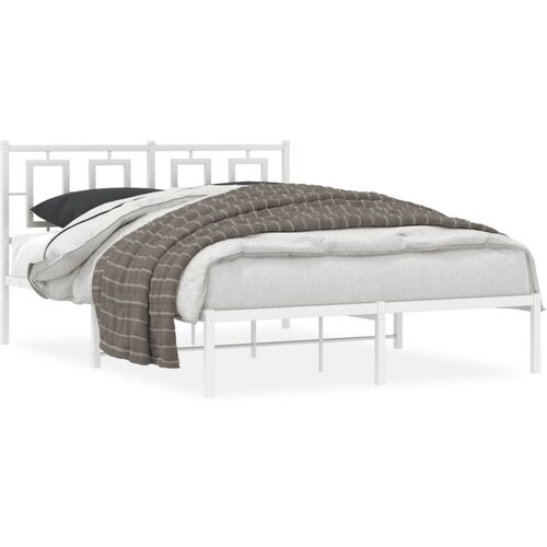 vidaXL Metalni okvir za krevet s uzglavljem bijeli 135x190 cm Cijene