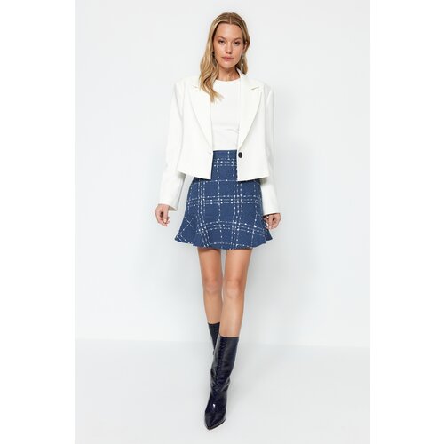 Trendyol Navy Blue Flounced Tweed Fabric Mini Length Woven Skirt Cijene