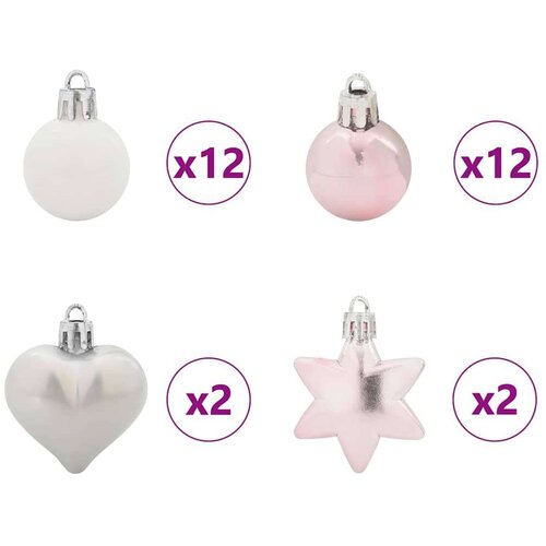 VidaXL Set Božićnih Ukrasnih Kuglica 40 pcs Bijela i roza Slike
