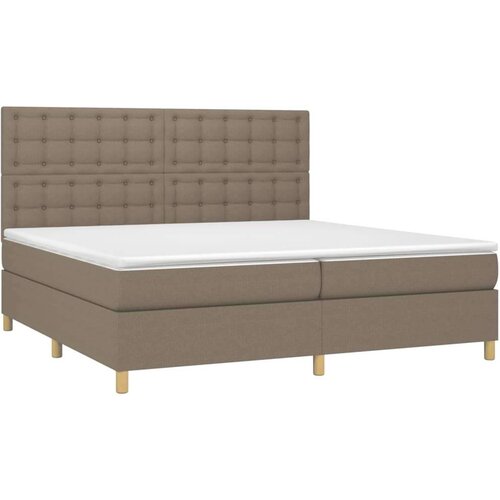  Krevet s oprugama i madracem smeđesivi 200x200 cm od tkanine Slike