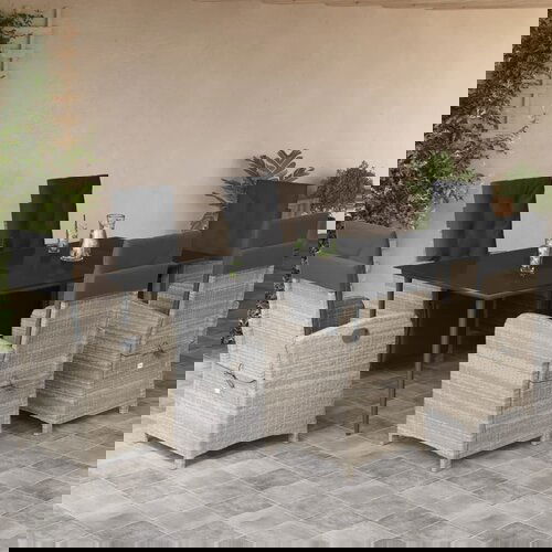 VidaXL 7-dijelni vrtni blagovaonski set od poliratana s jastucima sivi Slike