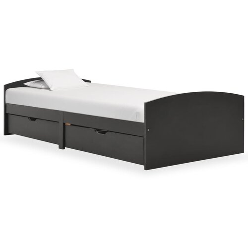 vidaXL Posteljni okvir z 2 predaloma siva trdna borovina 90x200 cm Cene