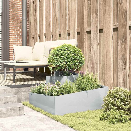  Vrtna saksija Srebrno 80 x 80 x 50 cm Cinkani čelik Slike