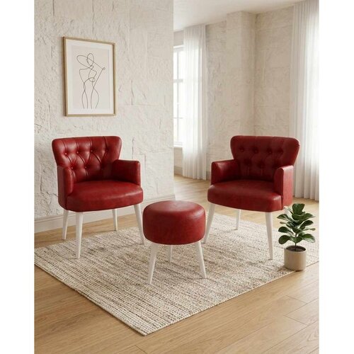 Atelier Del Sofa Az-2Rom-Byz set od 2 fotelje i taburea, crvena Cene