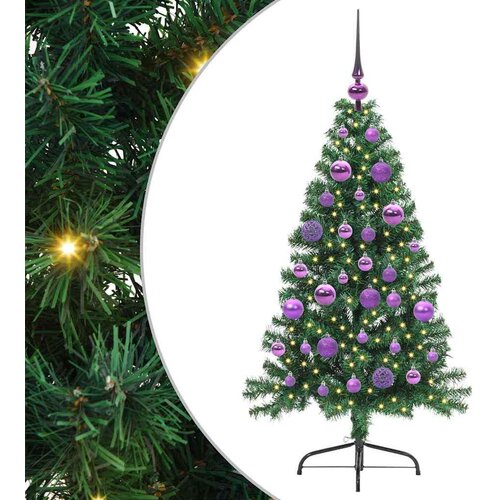 VidaXL Umjetna božićna jelka s lampicama Zelena 120 cm PVC Slike