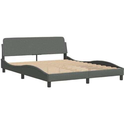  Okvir kreveta s LED svjetlima tamnosivi 160 x 200 cm od tkanine Slike