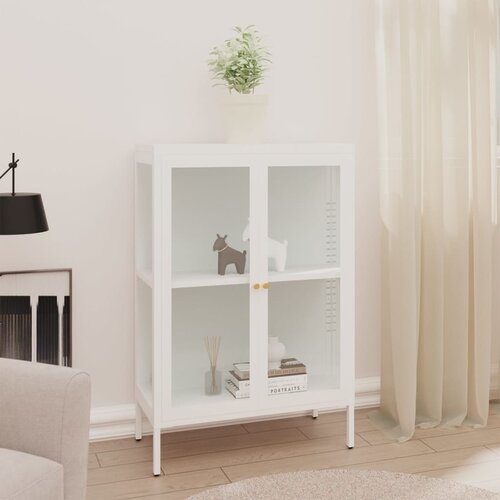 VidaXL komoda bijela 75 x 35 x 105 cm od čelika i stakla Slike