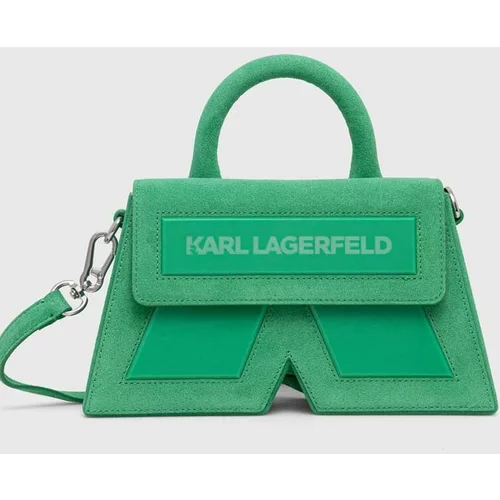 Karl Lagerfeld Torbica iz semiša zelena barva