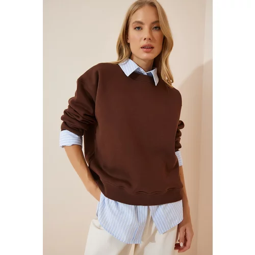 Happiness İstanbul Sweatshirt - Brown - Regular