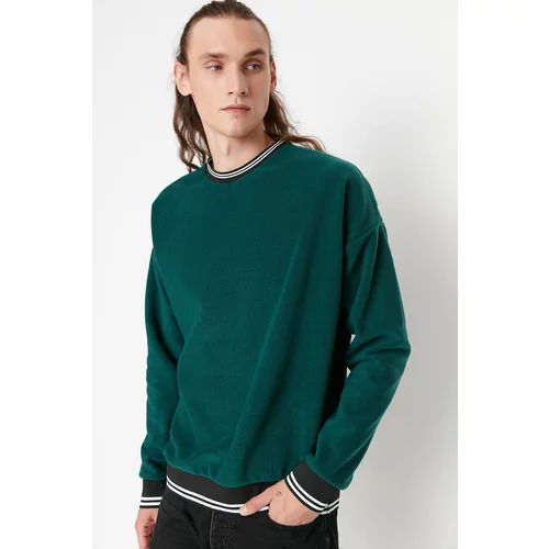 Trendyol Green Men's Oversize Fit Crew Neck Knitted Sweatshirt