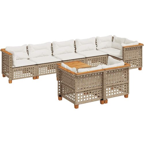  9-dijelni set vrtnih sofa s jastucima bež od poliratana 55 x 55 x 36 cm Slike