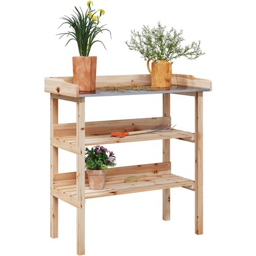VidaXL Miza za rastline s policami 78x38x82,5 cm trden les jelke Slike