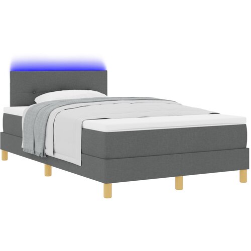 VidaXL Krevet na izvlačenje s madracem &amp;amp; LED Tamno siva 120x200 cm Tkanina Slike
