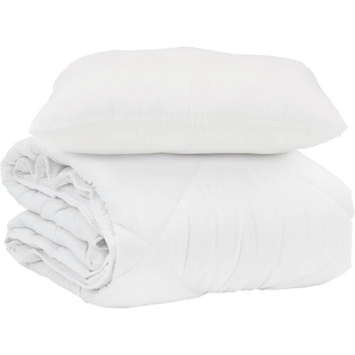 vidaXL Poletna odeja z blazino 2 pcs Bela Mikrovlakna, (5000147636) Cene
