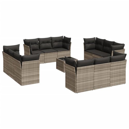  13-dijelni set vrtnih sofa poliratan s jastucima svijetlosivi Slike