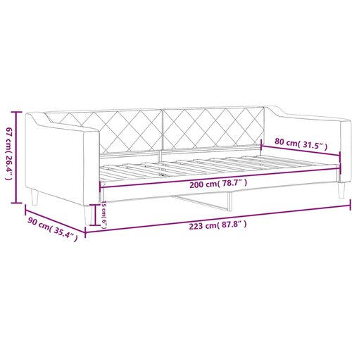  Dnevni krevet s madracem svjetlosivi 80 x 200 cm od tkanine Slike