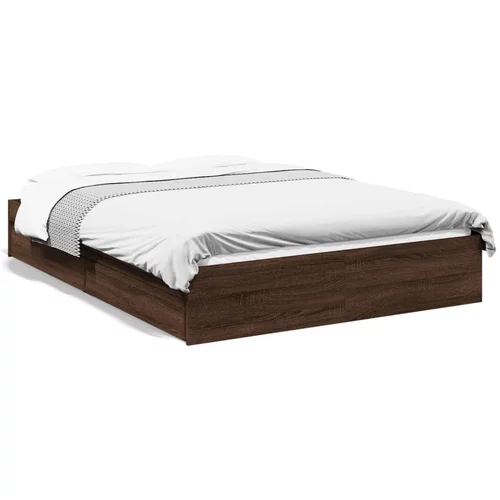  Okvir za krevet s ladicama boja hrasta 135x190 cm drveni