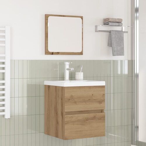 VidaXL Set namje&amp;scaron;taja za kupaonicu Zidne 3 pcs Crna, hrast i bijela Slike