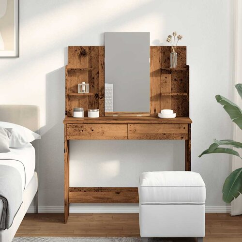  Toaletni stol s ogledalom Staro drvo 96x39x142 cm Slike