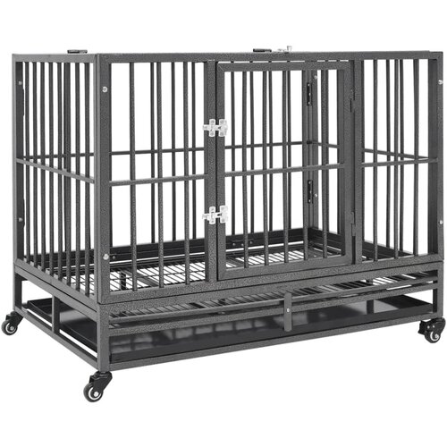 vidaXL pasji boks s kolesi jeklo 92x62x76 cm Cene